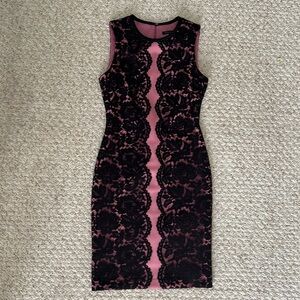 Tommy Hilfiger, pink and black lace sheath dressed. Size 2